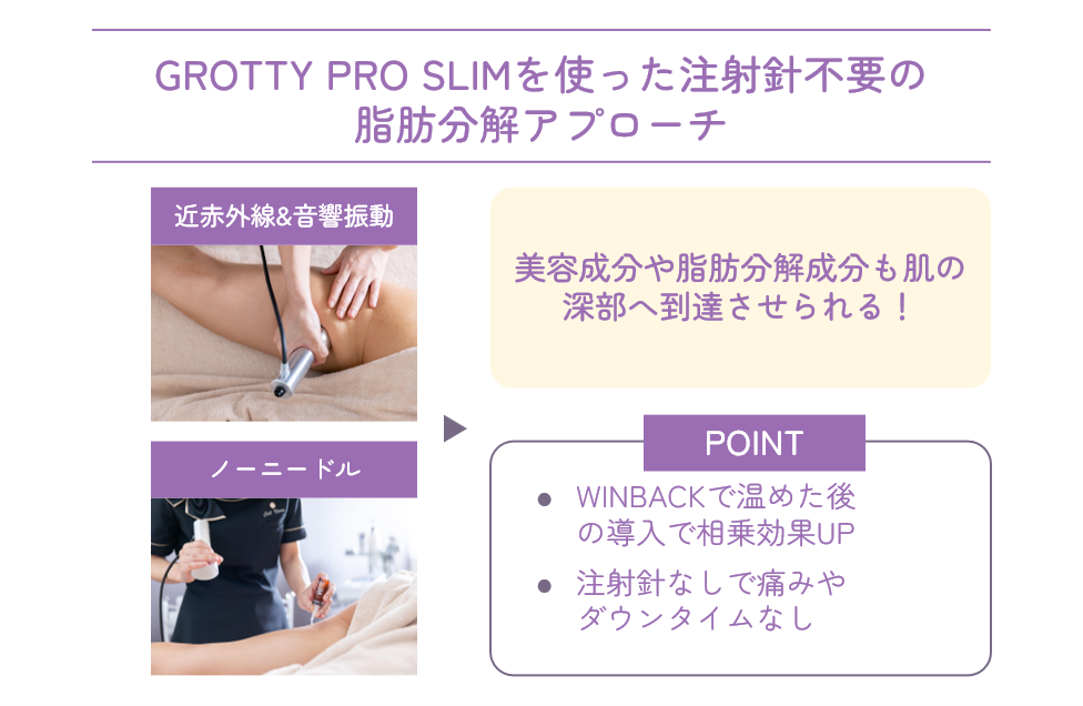 GROTTY PRO SLIMを使った注射針不要の脂肪分解アプローチ