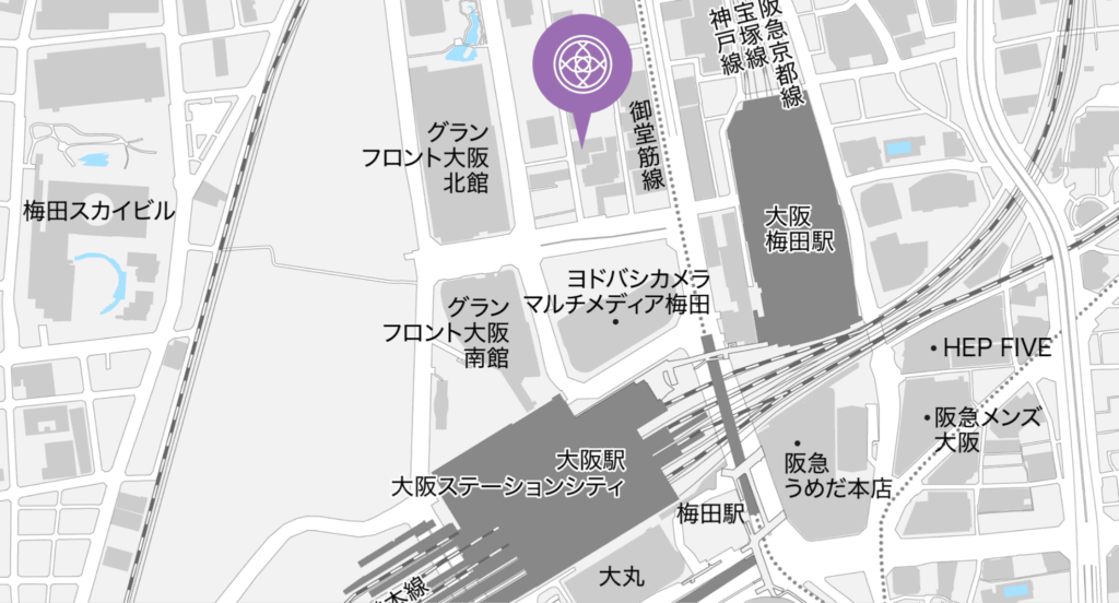 地下鉄御堂筋線梅田駅から徒歩3分〜5分の好アクセスです