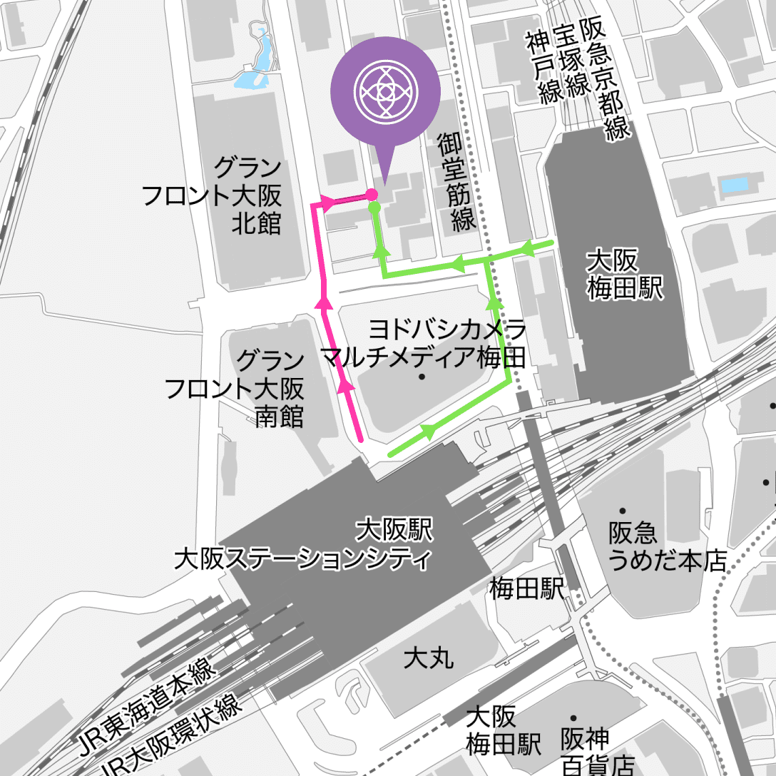 大阪駅・阪急大阪梅田駅・地下鉄梅田駅から徒歩5分圏内！忙しい方でも気軽に立ち寄れる立地