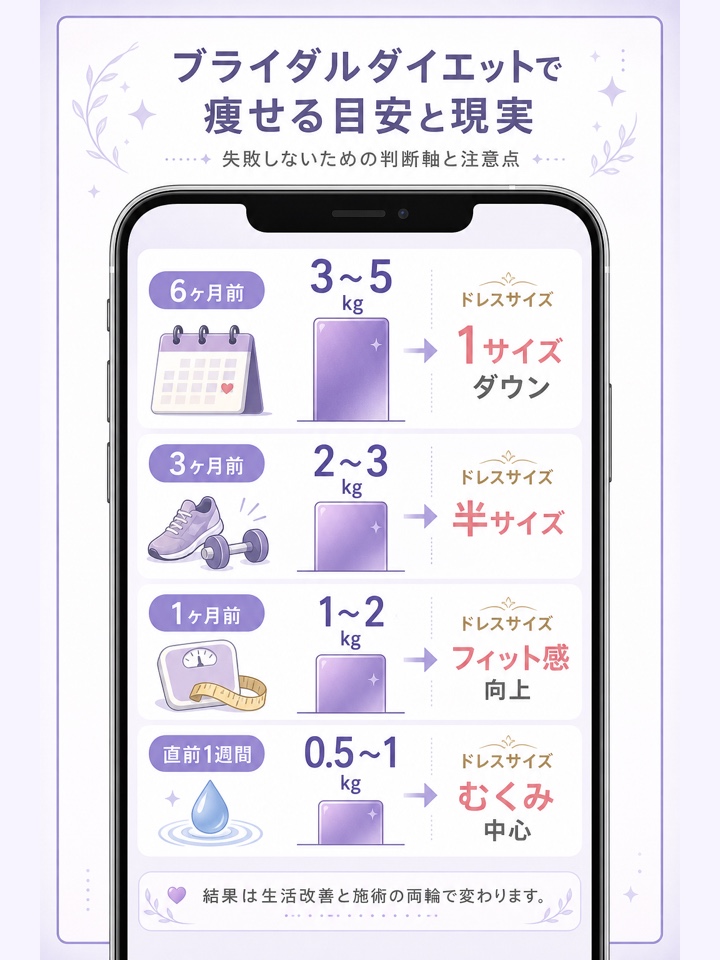 ブライダルダイエットで痩せる目安と現実