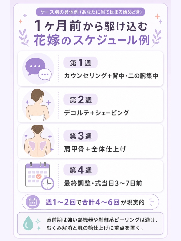  1ヶ月前から駆け込む花嫁のスケジュール例