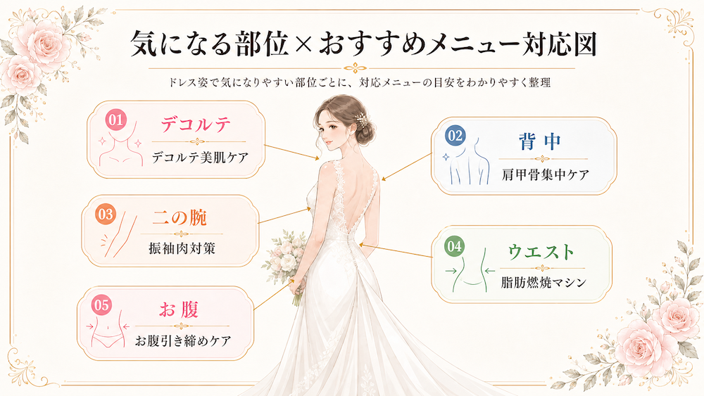 気になる部位×おすすめメニューの対応図