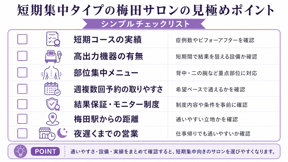 短期集中タイプの梅田サロンの見極めポイント