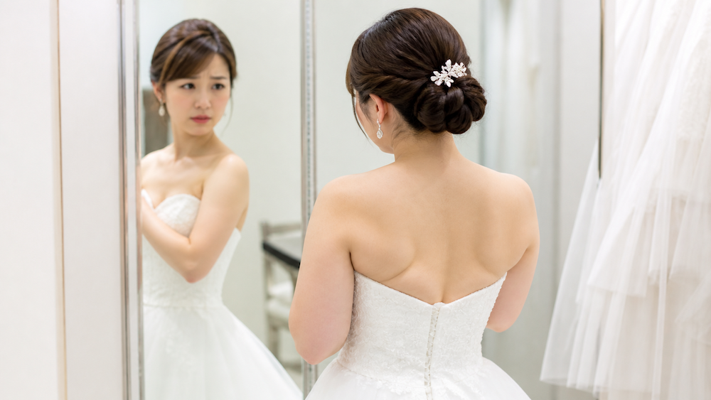 結婚式まで何ヶ月かでルートが変わる。ドレス姿をみて痩せたい部分を確認する女性