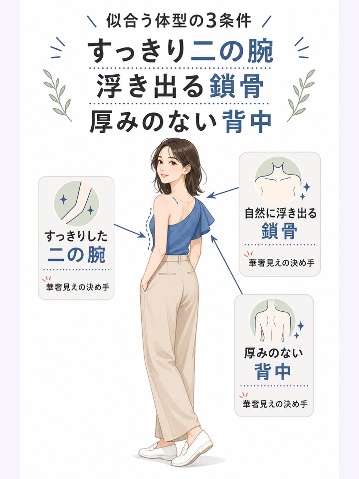 似合う体型の3条件 すっきり二の腕 浮き出る鎖骨 厚みのない背中