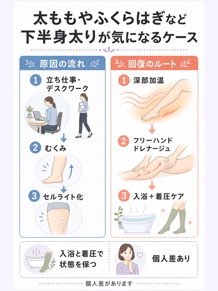 太ももやふくらはぎなど下半身太りが気になるケース