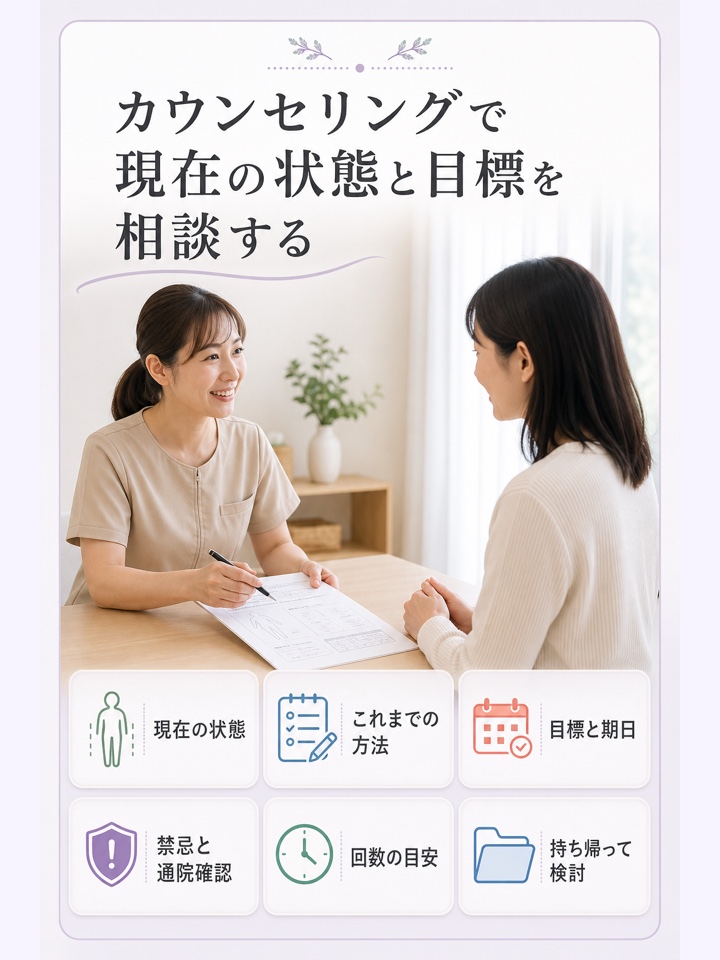 カウンセリングで現在の状態と目標を相談する