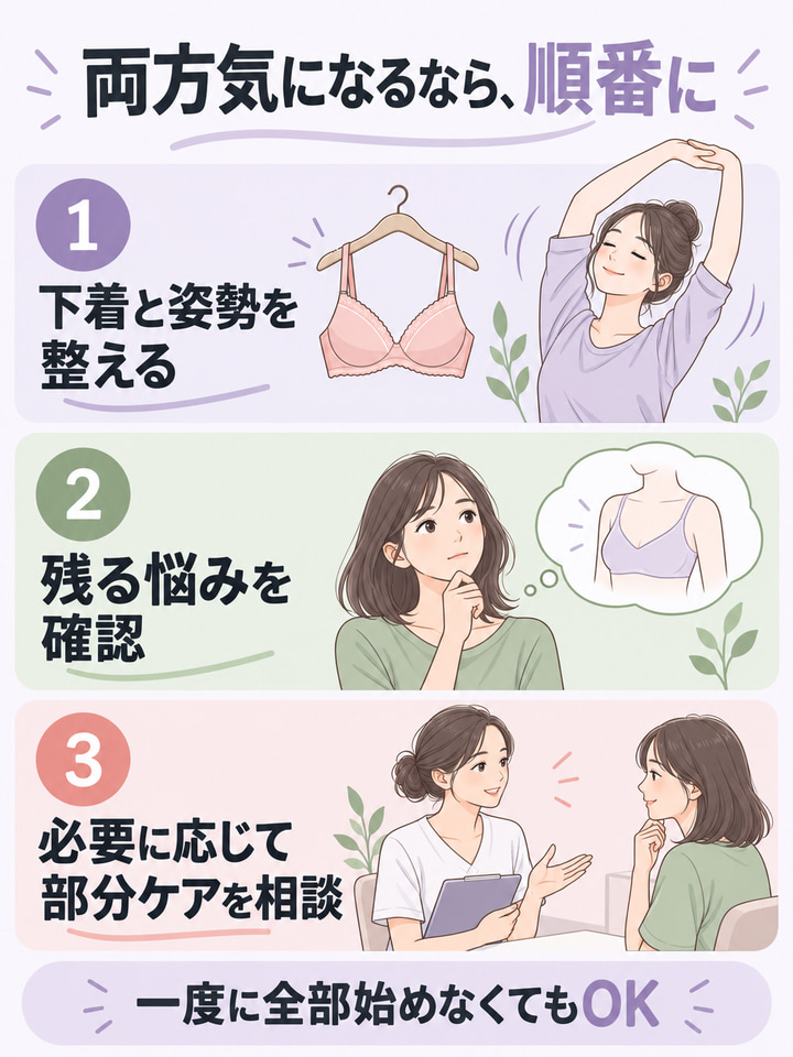 両方に当てはまるなら、下着の見直しとエステを組み合わせる