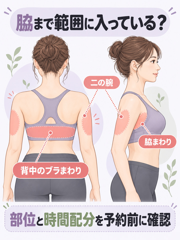 脇まわりまで施術の範囲に入っているか