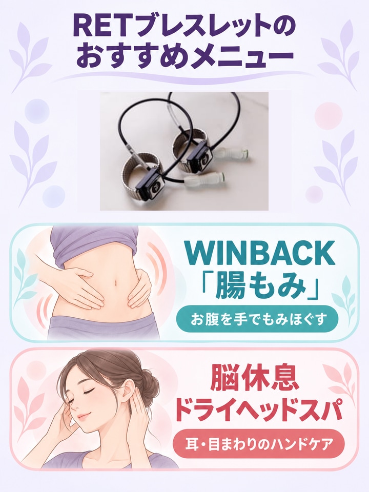 RETブレスレットを使うおすすめメニューを実物写真と図解で整理したインフォグラフ