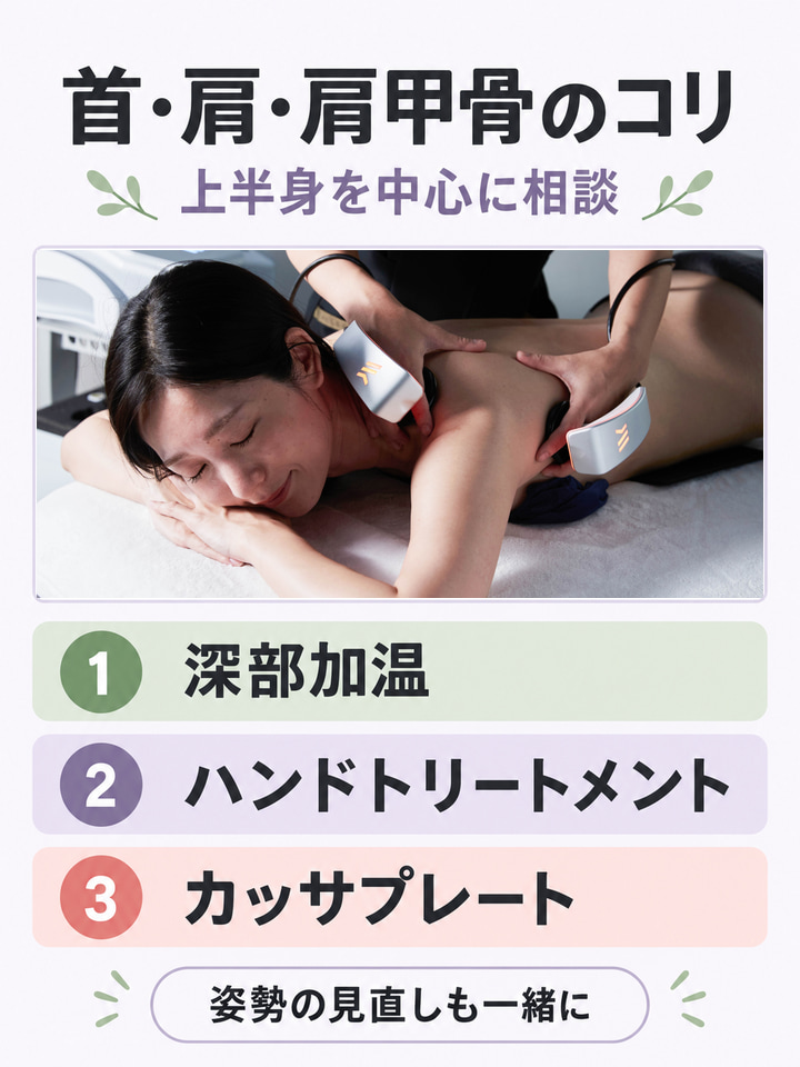 首・肩・肩甲骨まわりのコリが続くケース