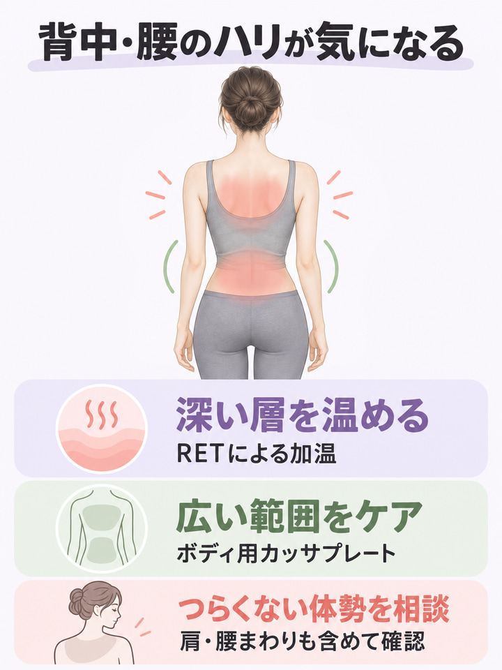 背中や腰のハリ、姿勢の崩れが気になるケース