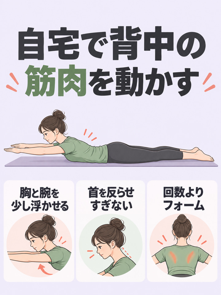背中の大きな筋肉を、自宅でできる筋トレで鍛える