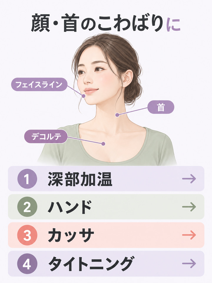 フェイスラインや首のこわばりが気になるケース